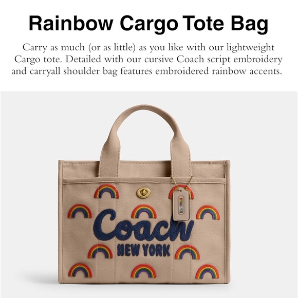 NWT-Coach-Rainbow🌈Embroidered Cargo Tote Bag-Rainbow🌈Strap-$350 - Picture 12 of 16